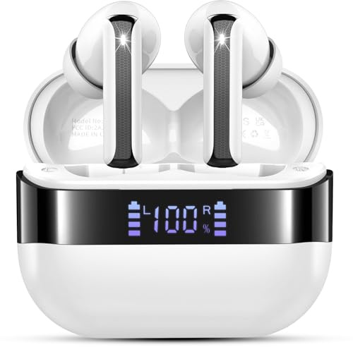 Wireless Headphones Bluetooth 5.4 Earbuds, Hi-Fi Stereo Deep Bass Ear buds | 4 ENC Noise Cancelling Mic, 50+Hrs Bluetooth Earphones in Ear, IP-X7 Waterproof USB-C Headset Sport for Phones Laptop Pad