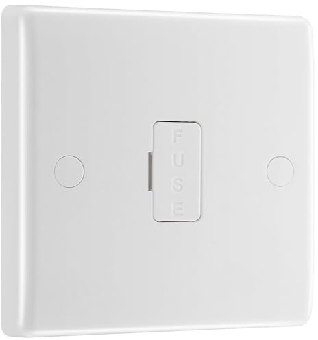 BG Electrical Unswitched Fused Spur Connection Unit with Flex Outlet, Double Pole, Round Edge, Nexus 800 Series, White Moulded, 13A, 855