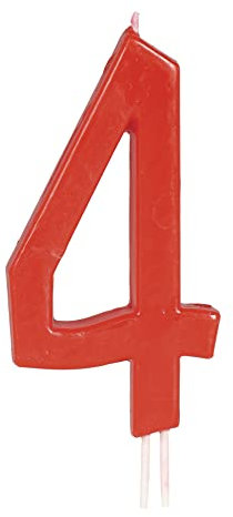 rote Kerze Nummer 4 - Deko Geburtstag Kuchen Torte Kerzen zwei ca. 12 cm