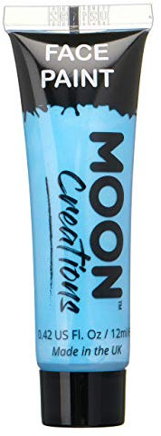 Moon Creations Tubos de pintura facial y corporal | Sin escamas | Sin crueldad | Pintura facial para niños, adultos, disfraces, festivales, Halloween Cielo azul 12ml