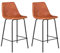 Happy Garden 2er Set Vintage-Barhocker Lucien Cognac - Sitzhöhe 65cm, Barhocker im Retro-Stil mit Rückenlehne und Fußstütze, Metallgestell