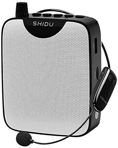 Amplificatore vocale portatile SHIDU amplificatore di voce senza fili con auricolare microfono UHF, mini altoparlante ricaricabile da 10W 2200 mAh per insegnanti, guida turistica, yoga, aula
