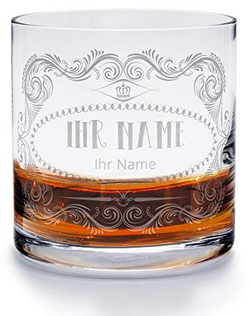 printplanet - Whiskyglas mit Gravur (mit Name oder Text personalisiert) - Design Ornamente 1