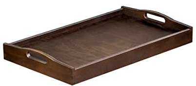 Kleines Holztablett mit Tee Kaffee Frühstück Medizin - 20 x 30 cm Braun