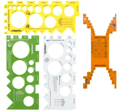 HoseWarehouse TGK02-HW SAE amerikanisches Gewinde-Identifikationsset mit Adaptall-Messgeräten (NPT, NPSM, ORS, ORFS, ORB, an, JIC 37)
