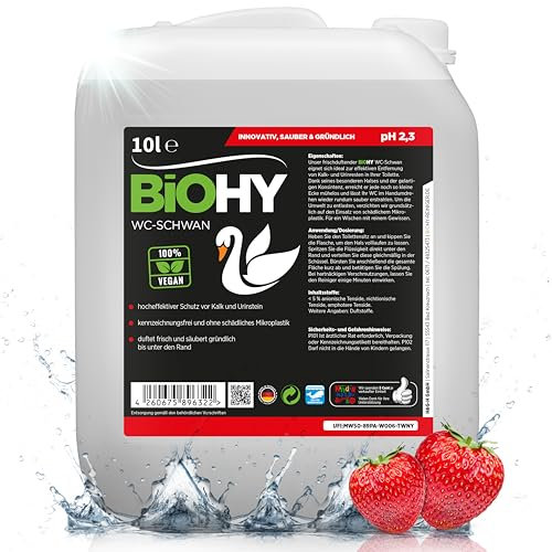 BiOHY WC Cygne (Bidon de 10l) | gel puissant et brillant pour une propreté hygiénique jusqu'au bord | prévient le calcaire et le tartre de l'urine (WC-Schwan)
