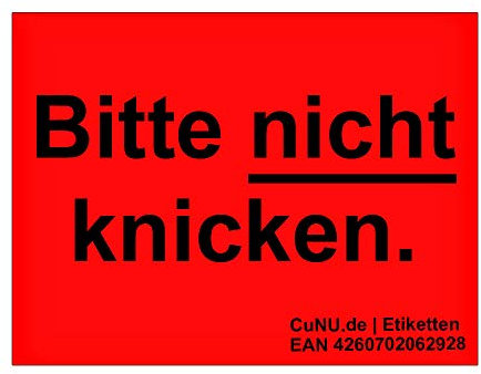 700 Etiketten/Aufkleber mit Aufdruck Bitte nicht knicken. Hinweisetiketten Warnaufkleber 37x28mm