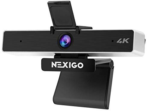 NexiGo N950 4K Webcam with 5X Digital Zoom, 8.5MP Sony Senor and Dual Stereo Microphone, Light Correction for Zoom Skype MS Teams, Laptop MAC PC Desktop (Renewed)