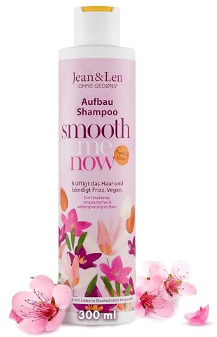 Jean & Len Shampoo Aufbau Mandel & Keratin, für strukturgeschädigtes Haar, schützt vor Haarbruch und Spliss, bändigt Frizz, Shampoo ohne Silikone und Parabene, vegan, 300 ml