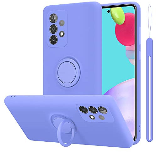 cadorabo Coque Compatible avec Samsung Galaxy A52 4G / 5G en Liquid Light Purple - Etui pour Téléphone Portable en Silicone TPU Souple avec Anneau - Coque en Silicone Ultra Slim Soft Back Cover Case