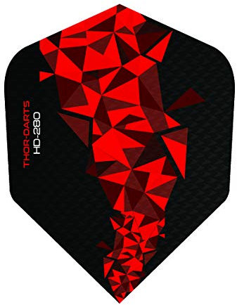 THOR-DARTS 30 x 150 Micron Ultra Strong Darts Flights HD-280 F2 schwarz-rot extra Lange haltbar (extra Strong red 150mic, vergleichbar Rhino+ oder Pentathlon HD150) (30), Standard B