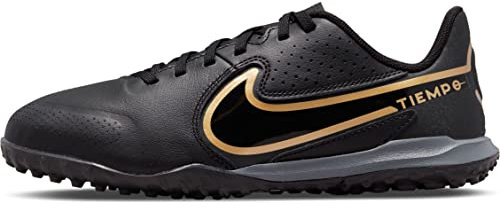 NIKE Unisex Kids Nike Jr. Tiempo Legend 9 Academy Tf Trainers, Black Anthracite Metallic Gold, 2.5 UK Child