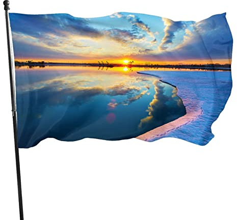 Flaggen und Fahnen für Hinterhof Party Heimdekoration Flaggen mit Strandlandschaftsmuster am Meer Flagge Landschaft Motiv Gartenflagge Lustige Flagge Hawaii-Landschaft Flagge 90x150 cm Garten Banner