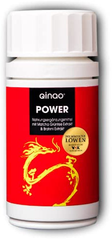 Qinao® POWER* BOTTLE 90 Dragees für 90 Tage | Brainfood*** für mehr Energie*, wertvolle Pflanzenextrakte aus Matcha, Brahmi und grünen Kaffeebohnen | Made in Germany, von Apothekern entwickelt