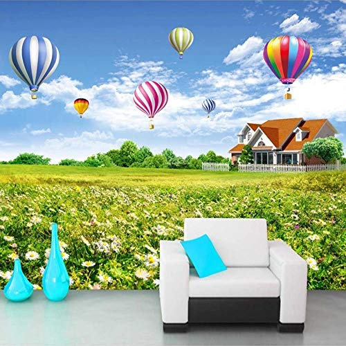 DAISHIHAN SIBUHUAU Murale ciel bleu nuages ​​blancs ballon fleur mer 3D salon chambre d'enfants décoration peinture papier peint
