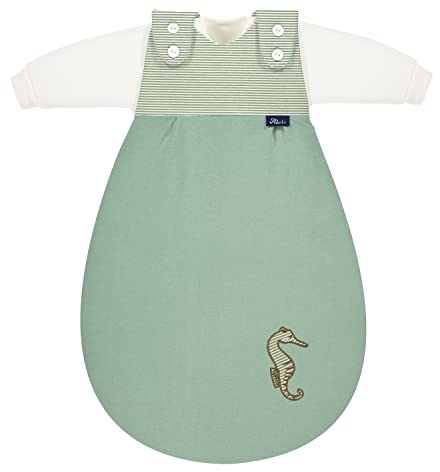 Alvi Baby Mäxchen Original Babyschlafsack 3-teilig, Außensack & Zwei Innensäcke, Kinderschlafsack mitwachsend, atmungsaktiv, Ganzjahresschlafsack (GOTS Seahorse, 56/62)