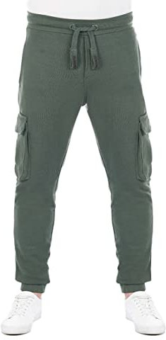 riverso Jogginghose Herren lang RIVLars Slim Fit Trainingshose Cargo Jogger Sporthose Trainingshose Freizeithose, Größe:S, Farbe:Cypress Green