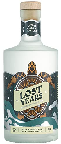Silver Spiced Rum with Toasted Coconut 70cl by Lost Years (37.5% ABV) | Premium White Rum with Coconut & Natural Spices | Ideal Rum Gifts for Men & Women | Rum Devoted to Saving Endangered Sea Turtles