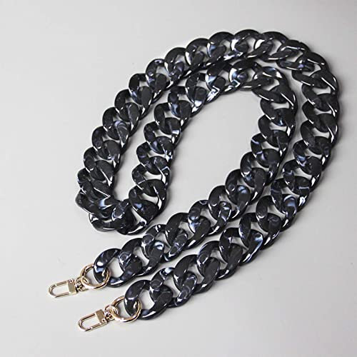 Taschenkette Acryl Schwarz, Kette für Handtasche, Taschengurt, Gurt für Handtasche, Schultergurt mit karabiner, Taschenriemen breit, Ersatzgurt für Tasche - 3cm breit, 120cm lang
