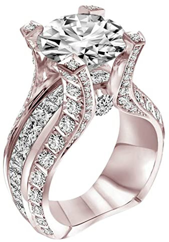 Yowablo Geometrief鰎miger gro遝r Strassring Diamantradring Elegante Geometrie Strassring voller Diamantringe Frauen Gr鲞e 6 10 Ringe Edelstahl Set