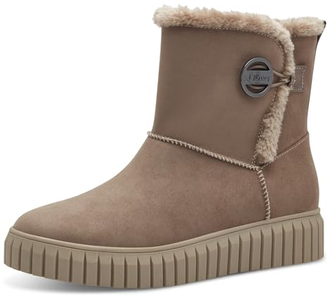s.Oliver Damen Winterstiefel ohne Absatz Gefüttert Vegan, Braun (Taupe), 37 EU