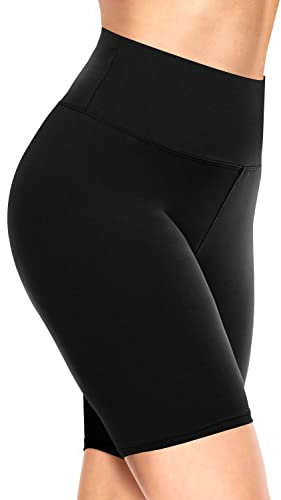 TNNZEET Pantalones Cortos Deporte Mujer de Cintura Alta,Leggings Elásticos, Shorts Gimnasio, Mallas Ciclista, Negro,XXL