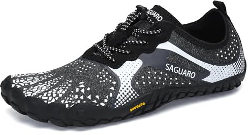 SAGUARO Hombre Mujer Zapatillas Barefoot Minimalistas Calzado de Training Ligeras Cmodas para Caminar Senderismo Ciclismo Trail Running Trekking Playa Agua, Blanco Sucio, 42 EU