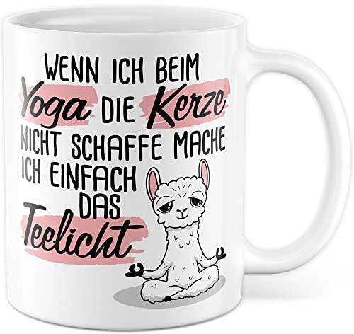 Taza de yoga con texto divertido, taza de té, profesor de yoga, regalo, vela de té, vela de té, taza de café, meditación, idea de regalo, fan de yoga, lama, diseño de yoga (blanco)