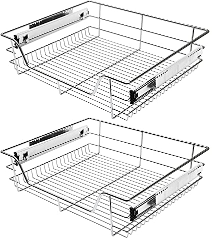 Ansobea Auszug küchenschrank Spülschrank Organizer Teleskopschublade Schrankauszug Küche Teleskopschublade 60cm Korbauszug inkl. Schienen, 4 Stück