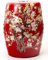 Fine Asianliving Tabouret Céramique Rouge Fleurs Fait Main - Ayumi D30xH45cm Tabouret Chinois de Jardin Table d'appoint en céramique Chinois Porcelaine Tabouret Oriental