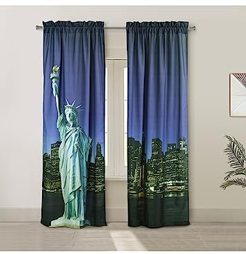 LOFT LIVING Statue of Liberty Lichtfilter-Vorhang, je 94 x 213,4 cm, mehrfarbig