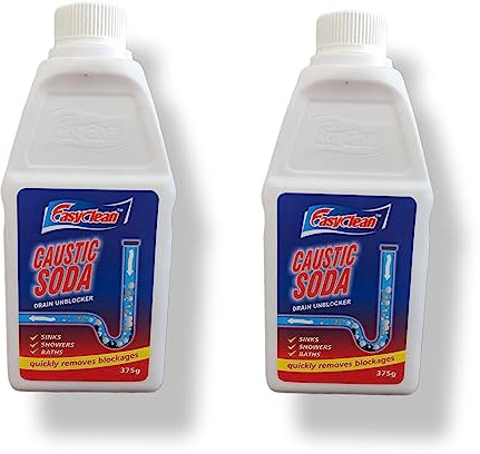 Powerful Caustic Soda Drain Cleaner(750g) - 375g x 2 Bottles | Effective Clog Remover, Industrial Strength Formula, Fast Action