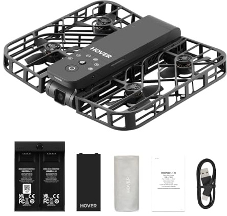 HOVERAir X1 Drone with Camera, Follow-me Drone with Self-Flying Mode, Foldable Mini Drone with HDR Video Capture, Palm Takeoff, Intelligent Flight Paths, Hands-Free Control Black (Combo)