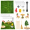 LANSKYLAN 17Pcs Miniatur Garten Zubehör Set Miniatur Kunstrasen mit Zaun Feentür Zubehör Outdoor Gartengeräte Miniaturgarten Miniatur Gartengeräte Deko mit Miniatur Kunstrasen Zaun Treppe Baum Besen