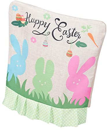 LIFKOME Schöner Rücksitzbezug Dehnbar Stuhlhussen Für GNOME Osterhasen-stuhlbezug Stuhlbezug Hase Stuhlrückenbezüge Für Den Osterfrühling Sitzbezug Für Osterstuhl Strecken Polyester Feder