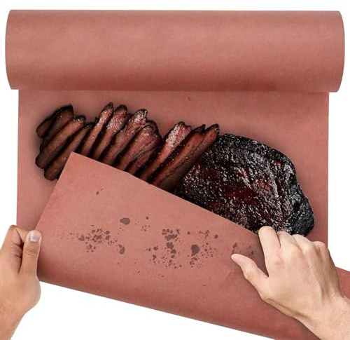 Butcher Paper,Pink Metzgerpapier Rolle 45cm x 15m, BBQ Kraftpapier Festes & Unbeschichtetes Metzger Papier für Grill, Smoker, Fisch, Fleisch, Ofen