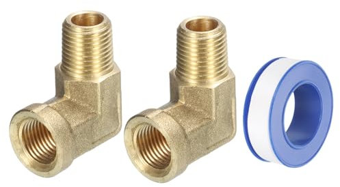 QUARKZMAN Raccordi per Tubo in Ottone 1/8 Pollice Maschio NPT X 1/8 Pollice Femmina NPT, 2pz 90 Adattatore Raccordi Tubi Forgiati a Gomito Gradi Street per Gas Aria Olio Propano