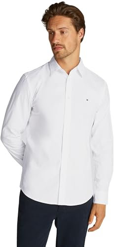 Tommy Hilfiger Men’s Flex Poplin Kent Collar Business Shirt, White (Optic White), S