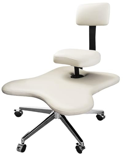 HNBYLMM Kniender Bürostuhl, Meditations-Bürostuhl, Kniestuhl mit Gekreuzten Beinen, Ergonomischer, Höhenverstellbarer Bürohocker, für Computerarbeiter, Yoga-Liebhaber, Meditationsfanatiker,Beige
