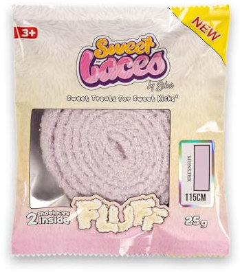 SweetLaces Fluff - 2 Lacets en peluche 115 cm Monster - Gros Lacet, Lacet Large - Lacets Sneakers & Basket, Air Jordan, Campus 00s, Cortez - Lavables En Machine - Designés en France - Violet Pastel
