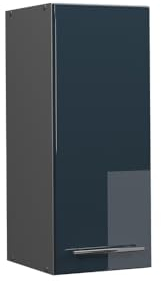 Vicco Hängeschrank Fame-Line, hängender Küchenschrank, Dunkelblau Hochglanz/Anthrazit, 30 cm