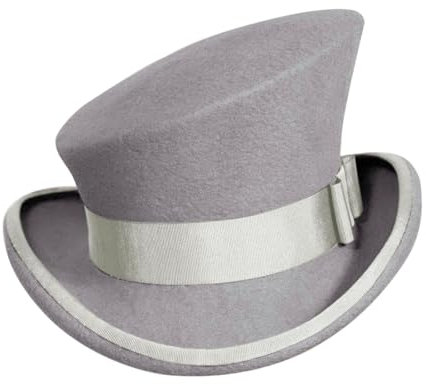 Asymmetrischer Zylinder, Wollhut, Damen, Herren, Unisex, Steam-Punk-Hut, modischer Schleife, dekorativer Hut, Herrenhut, grau, Einheitsgröße