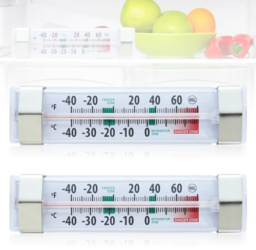 Termómetro Digital Termostato para Frigorífico, 2 Unidades, con Gancho de Acero Inoxidable, Frigorífico para Restaurantes, Cocina, Congelador