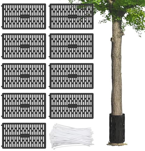 CPROSP 9 Stück Baumschutz Stamm 33 * 20cm, Stammschutz für Bäume Einziehbar, Baumschutzgitter Kunststoff, Baumstamm Schutz zur Verhinderung von Tierfraß und Mähschäden, Schwarz