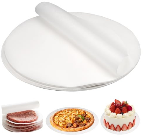 Papel para hornear redondo de 150 piezas, papel antiadherente antiadherente de 26 cm para freidora de aire caliente, papel de hamburguesa, papel antiadherente para asar a la parrilla, pizza, pastel