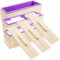 Lot de 3 moules à savon rectangulaires en silicone, 1200 ml, en bois, avec caisses en bois et couvercles, pour accessoires de fabrication de savon DIY (violet)
