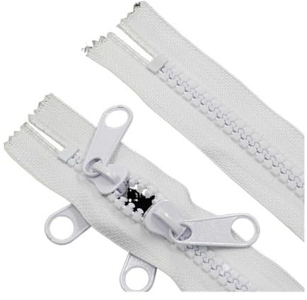 Chiusura Lampo Doppio Cursore Cerniera 100-600cm Doppi cursori decorativi Cerniera chiusa a due vie for borsa da tenda Cerniere esterne Accessori for cucire fai da te Per cappotti, giacche(White,600CM