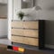 Kommode 100cm breit mit 6 Schubladen Kommode anthrazit artisan-eiche Holz Schrank mit Schubladen Sideboard Highboard Schlafzimmer Wohnzimmer Flur Büro Organizer Breite 100 cm Höhe 78 cm