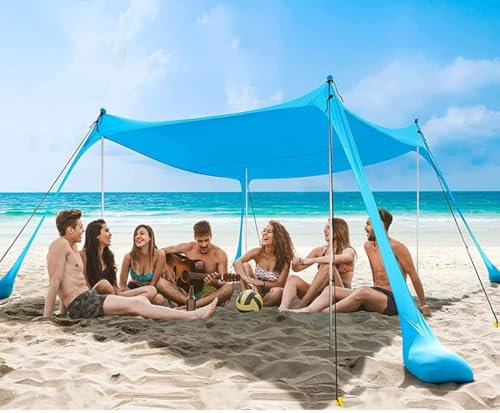 Floving Tendalino parasole da spiaggia 10x10 FT Tendalino parasole da spiaggia ombrellone portatile anti-UV (Blu-XL)