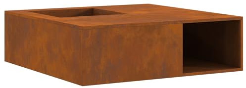 vidaXL Braciere con Ripostiglio per Tronchi 100x100x30 cm Acciaio Invecchiato